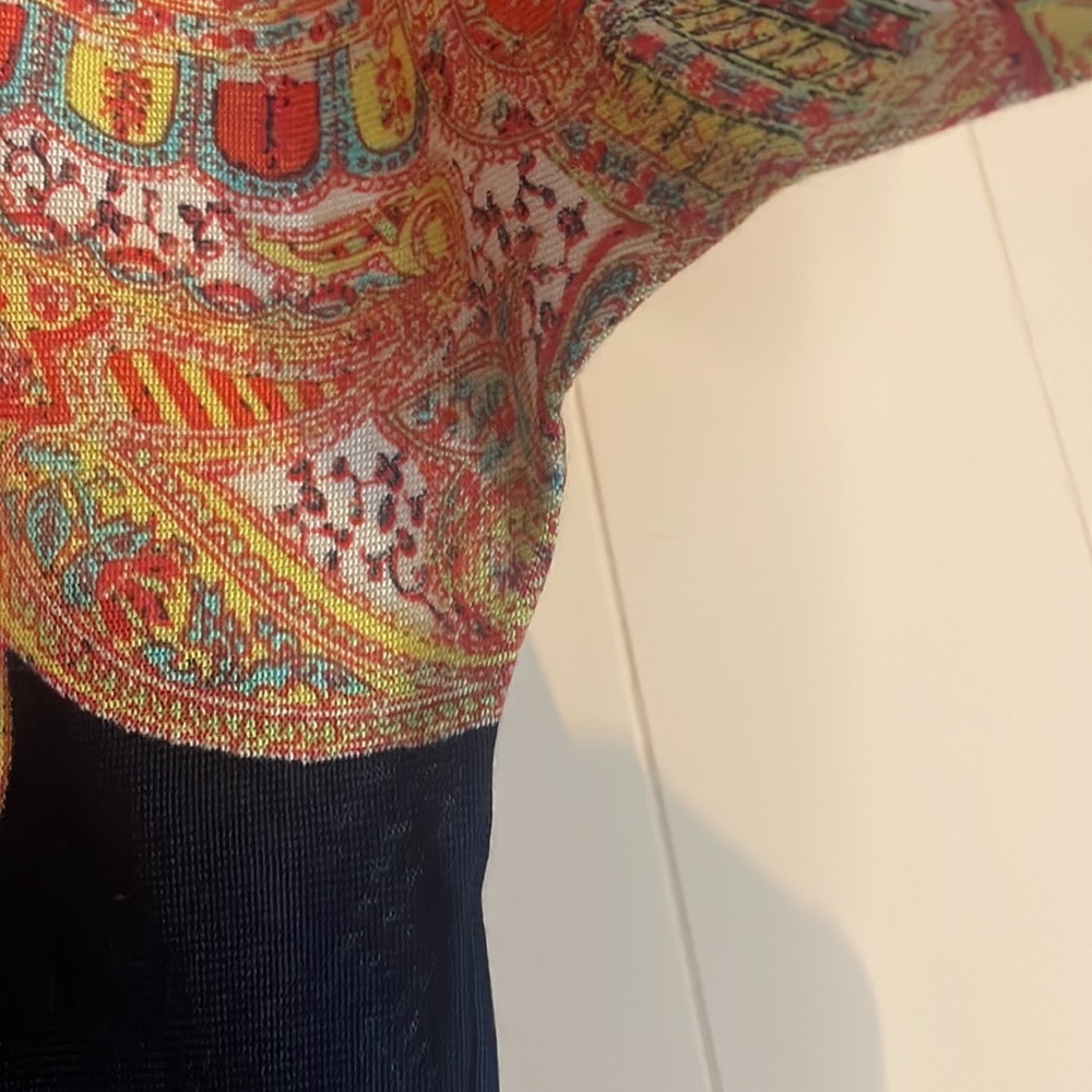 Lauren Ralph Lauren Navy Blue with Paisley Patterned Semi-Sheer Blouse Size XL - Picture 7 of 12